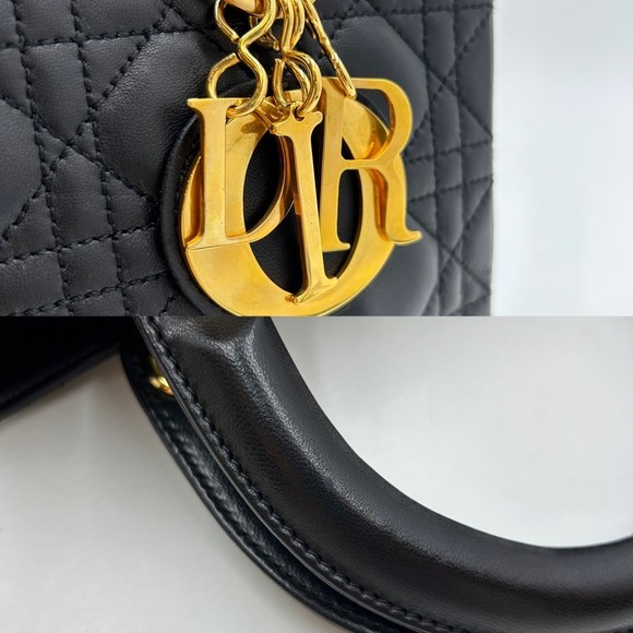 Medium Lady Dior Handbag in Lambskin and Tweed Pink